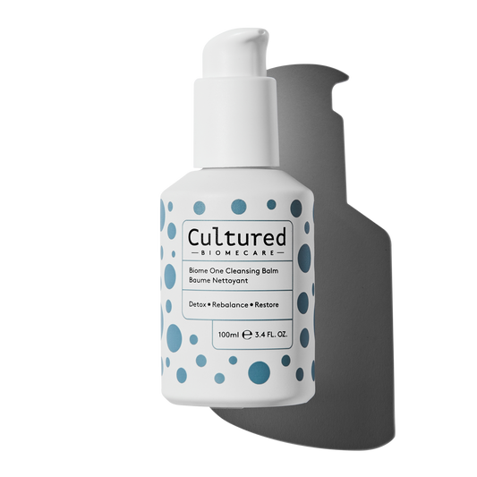 a close up bottle of Cultured Biome One Cleansing Balm