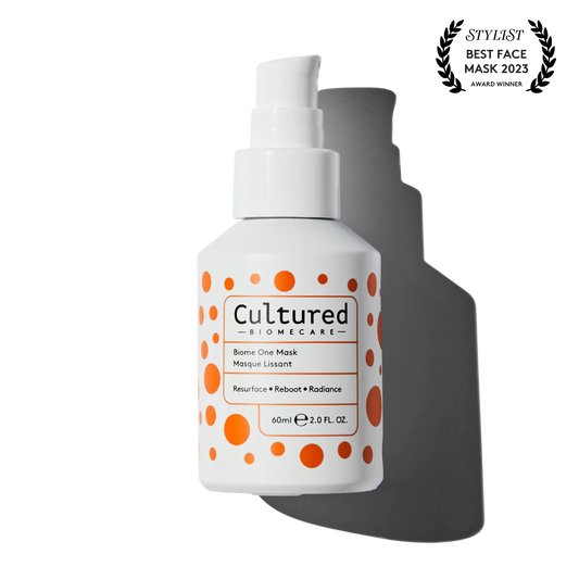 a close up bottle of Cultured Biome One Mask