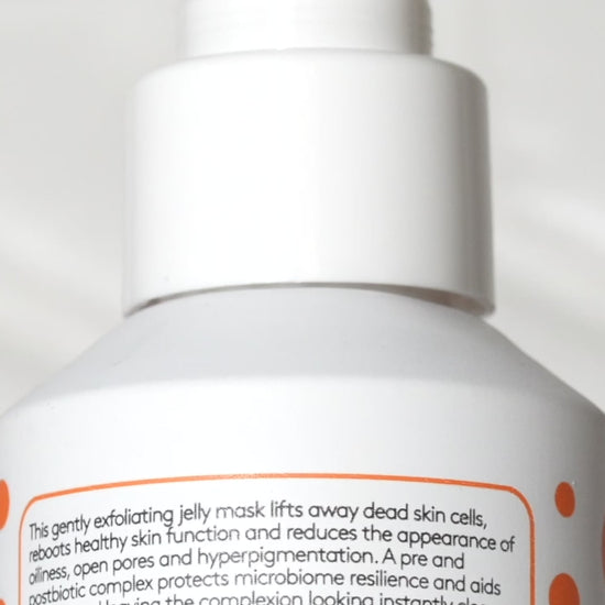 A close up gif of the packaging, including the label and texture of the product